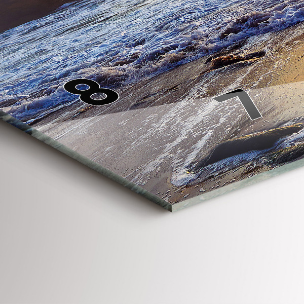 Horizontální skleněné hodiny na stěnu Západ slunce na pláži