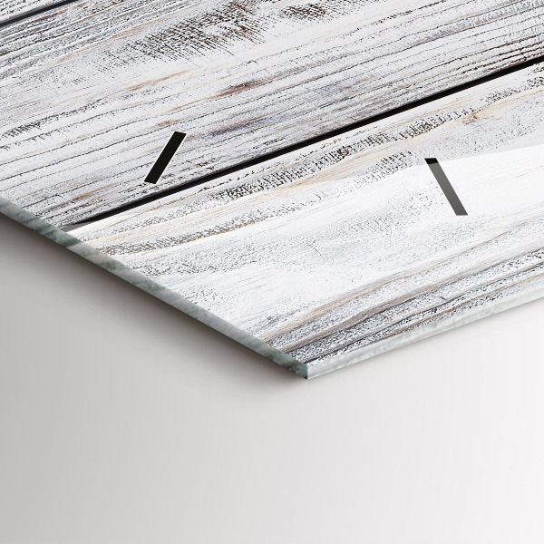 Horizontální skleněné hodiny na stěnu Malovaná prkna