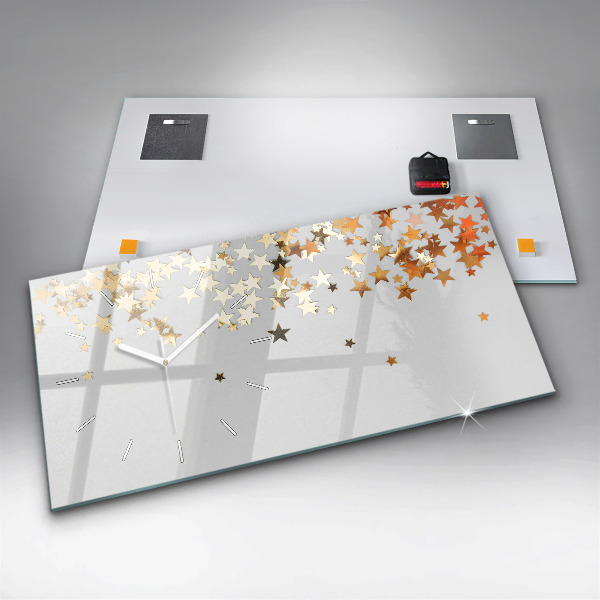 Horizontální skleněné hodiny na stěnu Hvězdy