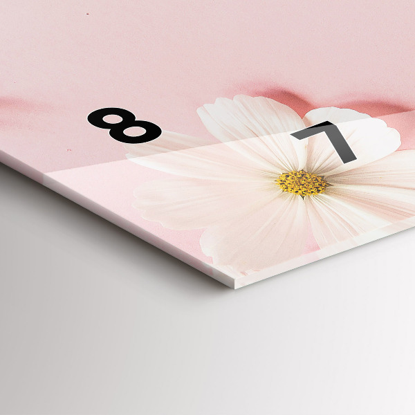 Horizontální skleněné hodiny na stěnu Květy sedmikrásek