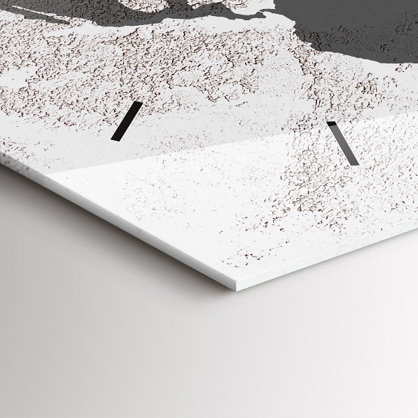 Horizontální skleněné hodiny na stěnu Betonová mapa světa