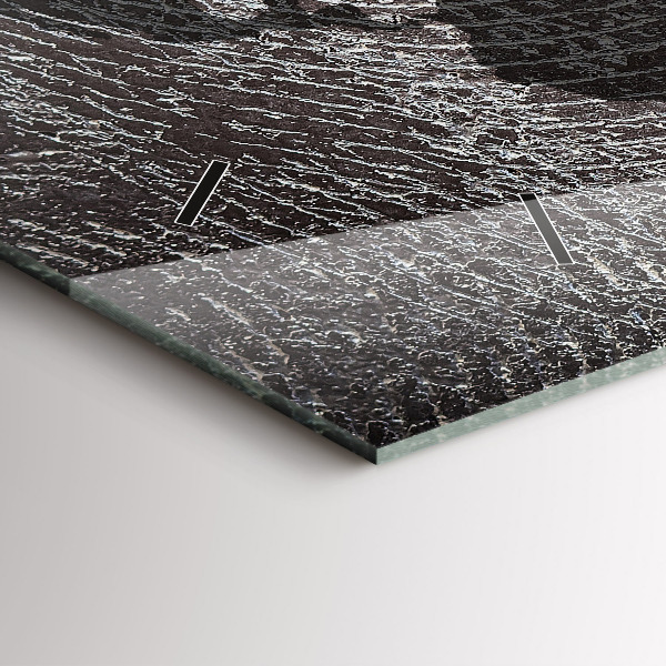 Horizontální skleněné hodiny na stěnu Betonová mapa světa