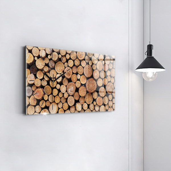 Horizontální skleněné hodiny na stěnu Kruhy stromů