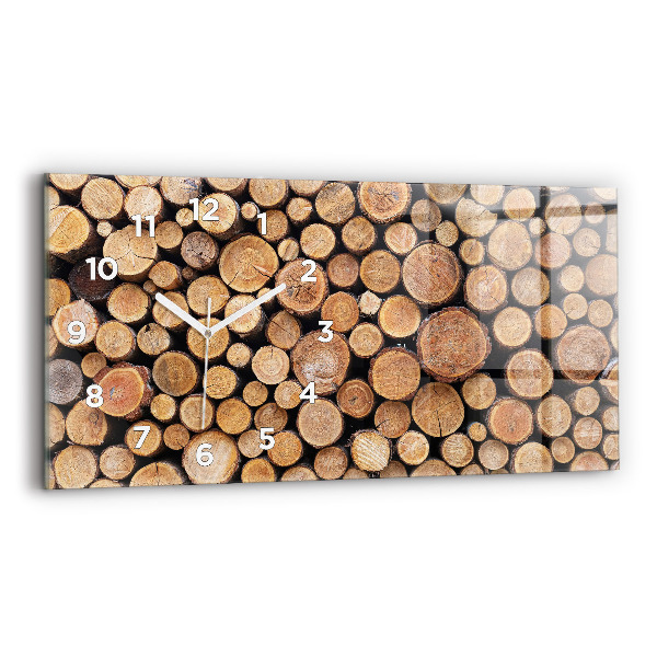 Horizontální skleněné hodiny na stěnu Kruhy stromů