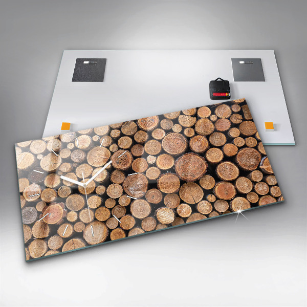 Horizontální skleněné hodiny na stěnu Kruhy stromů