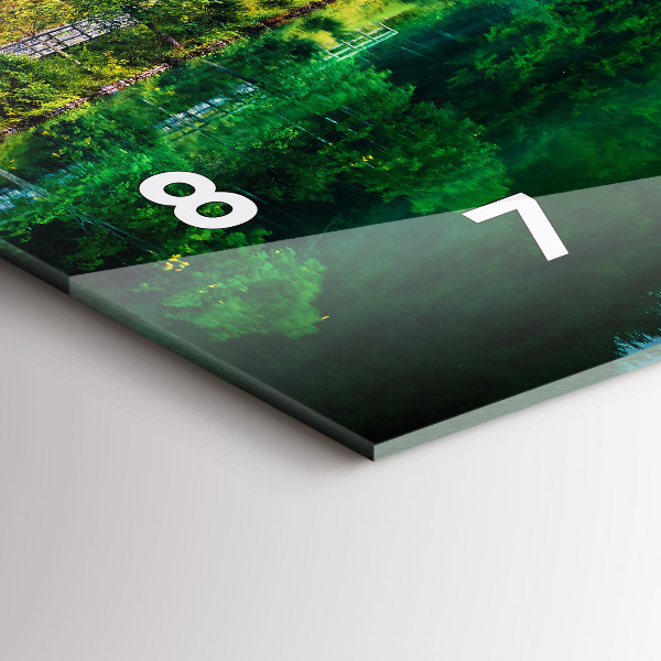 Horizontální skleněné hodiny na stěnu Jezerní krajina