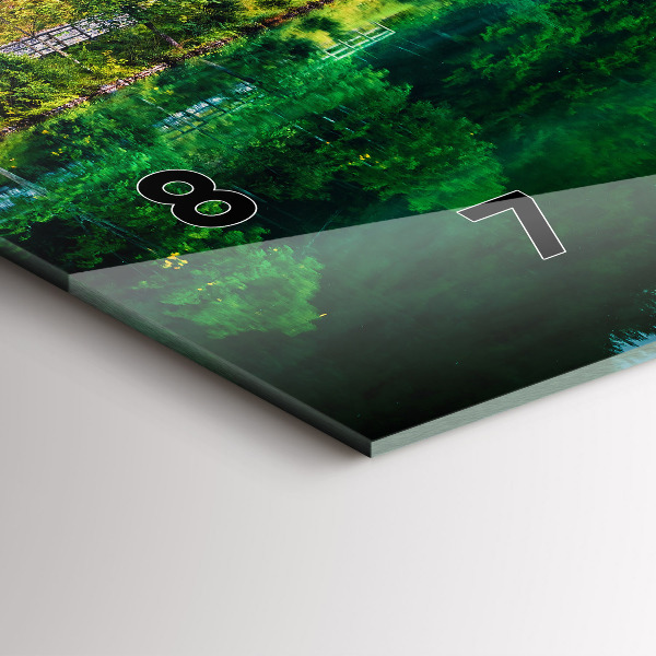 Horizontální skleněné hodiny na stěnu Jezerní krajina