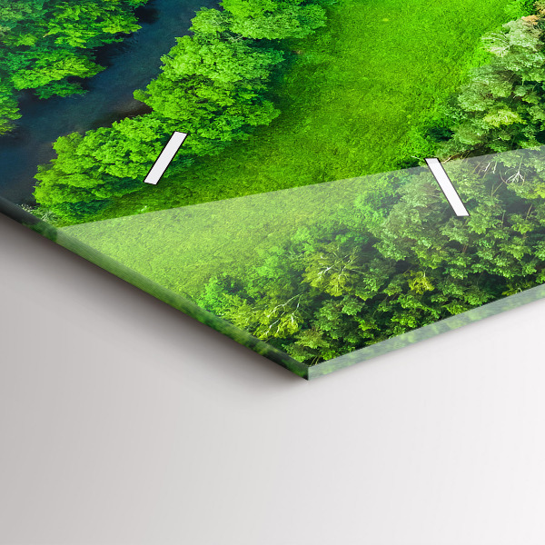 Horizontální skleněné hodiny na stěnu Řeka v lese