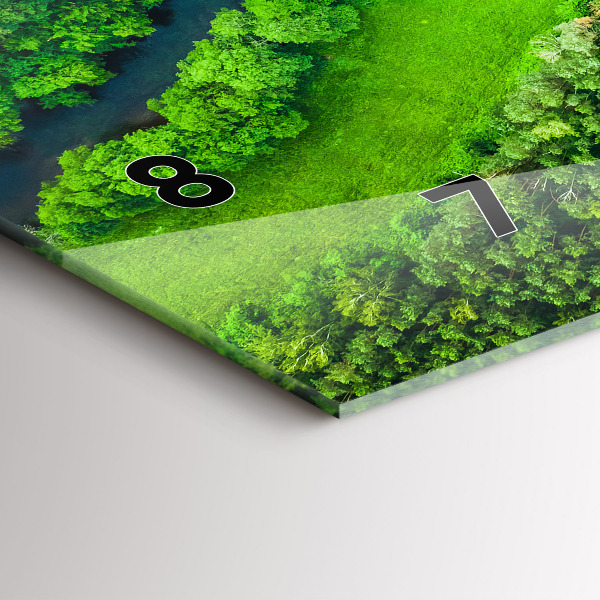 Horizontální skleněné hodiny na stěnu Řeka v lese