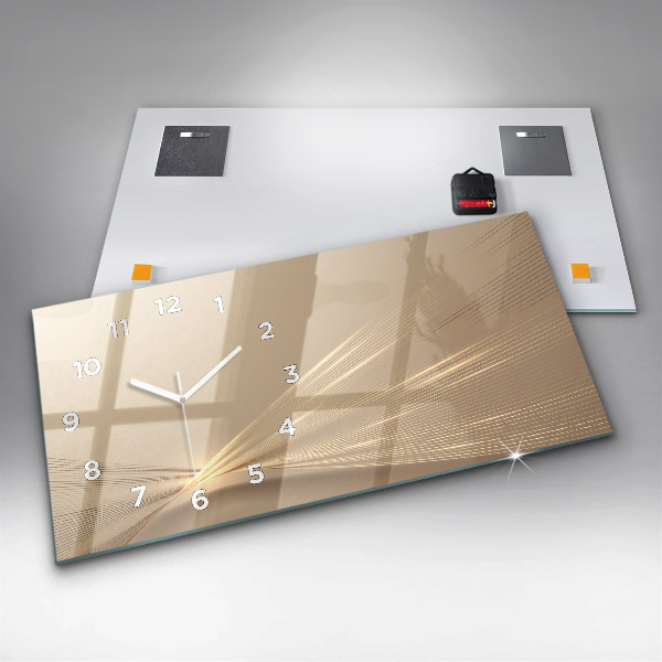 Horizontální skleněné hodiny na stěnu Abstraktní světlo