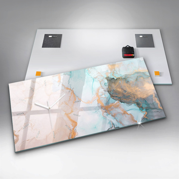 Horizontální skleněné hodiny na stěnu Abstraktní obraz