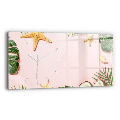 Horizontální skleněné hodiny na stěnu Letní nálada