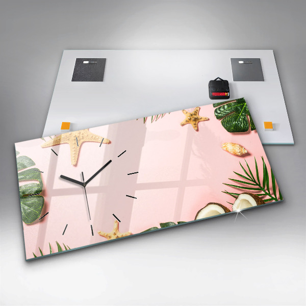 Horizontální skleněné hodiny na stěnu Letní nálada