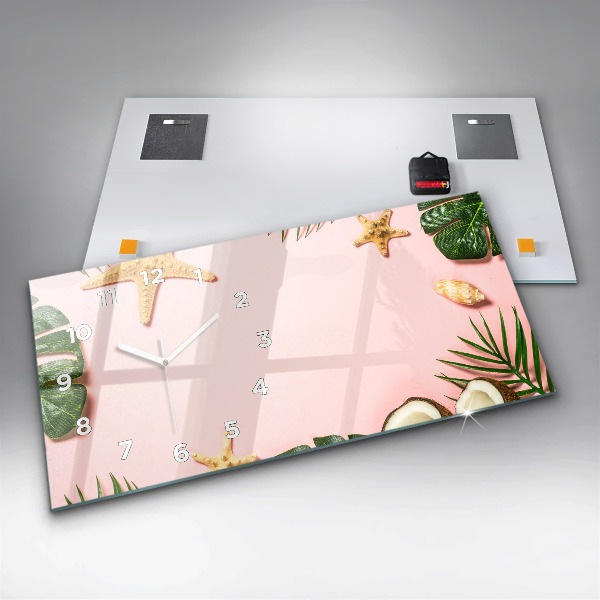 Horizontální skleněné hodiny na stěnu Letní nálada