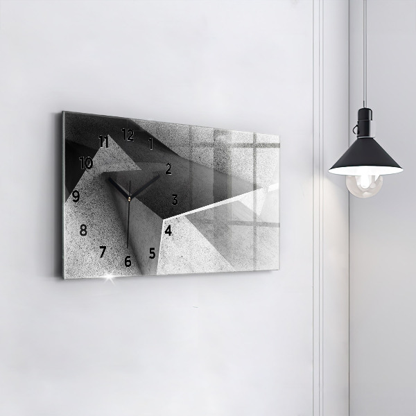 Horizontální skleněné hodiny na stěnu Abstraktní trojúhelníky