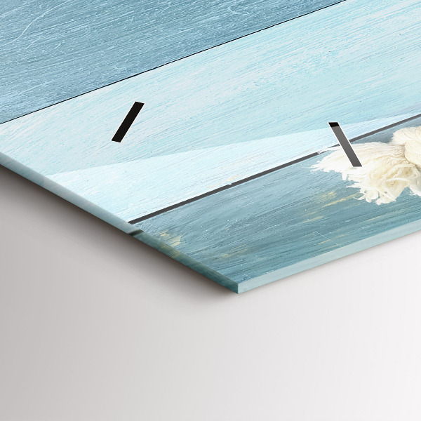 Horizontální skleněné hodiny na stěnu Pruhy prken a mušle