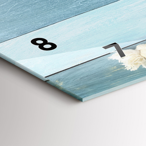 Horizontální skleněné hodiny na stěnu Pruhy prken a mušle