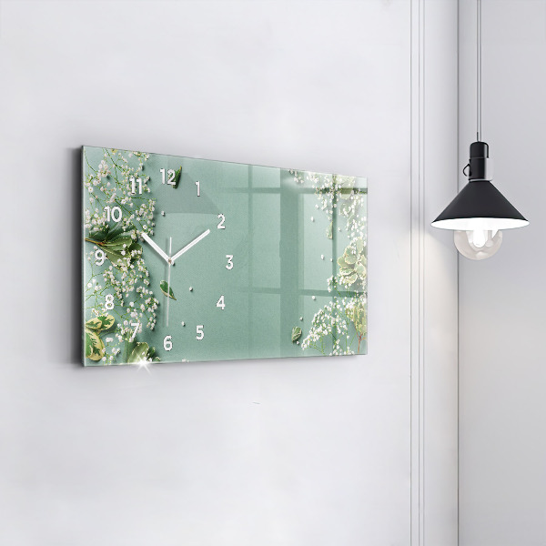 Horizontální skleněné hodiny na stěnu Křehké květiny