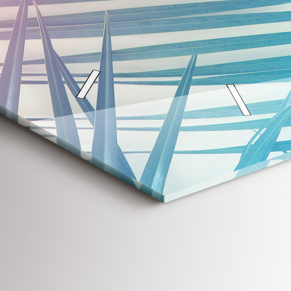 Horizontální skleněné hodiny na stěnu Tropická palma