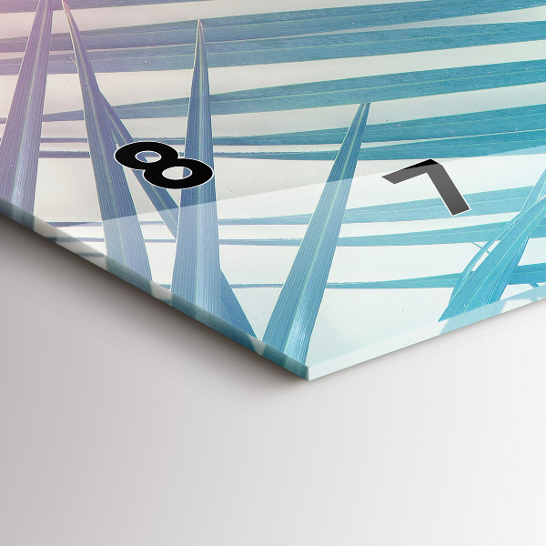 Horizontální skleněné hodiny na stěnu Tropická palma