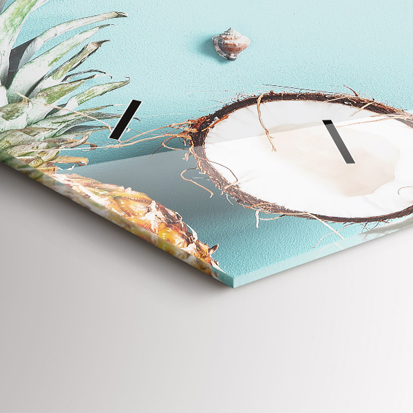 Horizontální skleněné hodiny na stěnu Letní kompozice