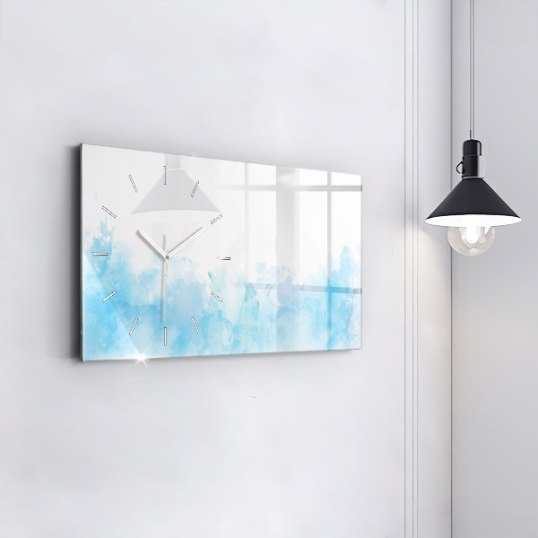 Horizontální skleněné hodiny na stěnu Malované skvrny