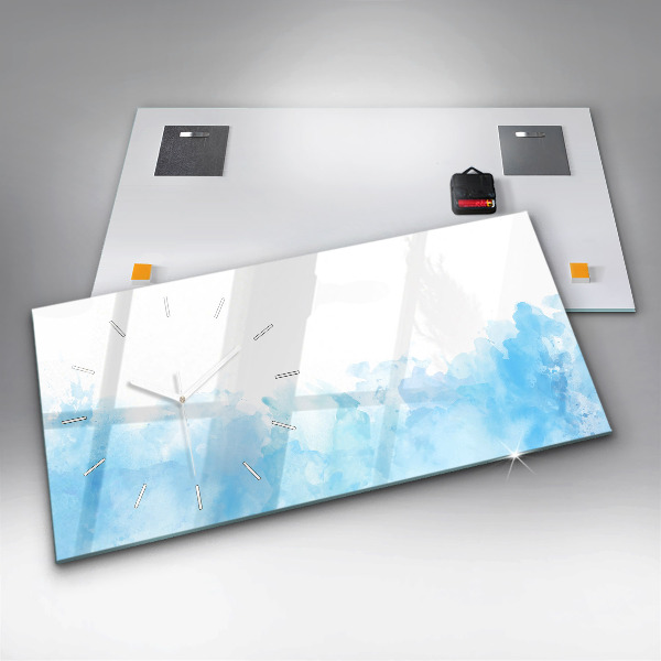 Horizontální skleněné hodiny na stěnu Malované skvrny