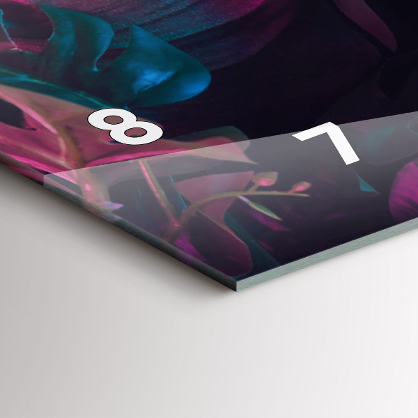 Horizontální skleněné hodiny na stěnu Exotické květiny