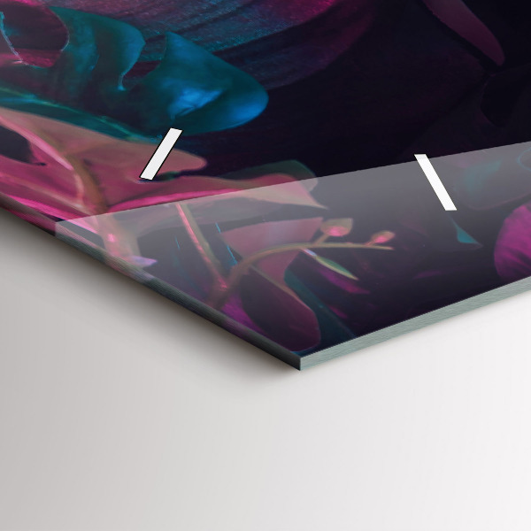 Horizontální skleněné hodiny na stěnu Exotické květiny