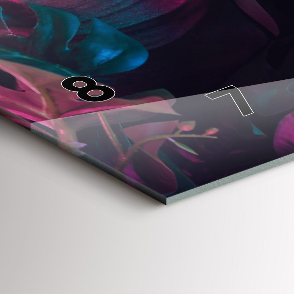 Horizontální skleněné hodiny na stěnu Exotické květiny