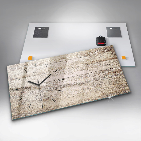 Horizontální skleněné hodiny na stěnu Dřevěné panely