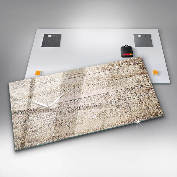 Horizontální skleněné hodiny na stěnu Dřevěné panely