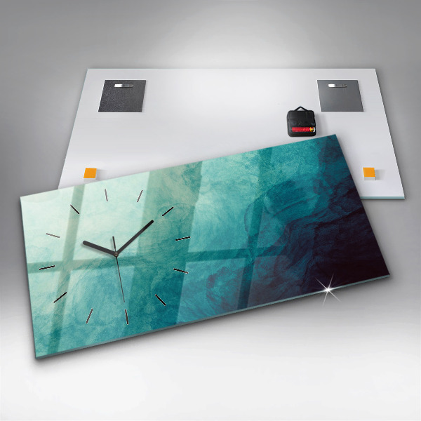 Horizontální skleněné hodiny na stěnu Hloubková abstrakce