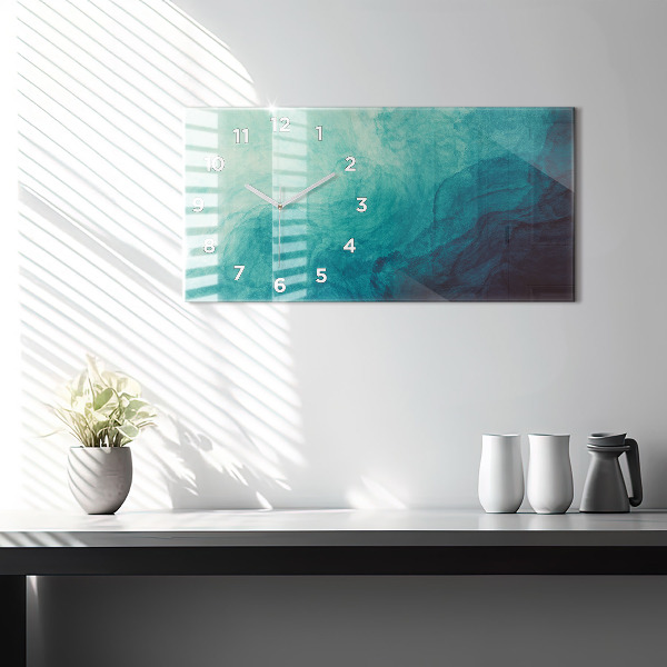 Horizontální skleněné hodiny na stěnu Hloubková abstrakce