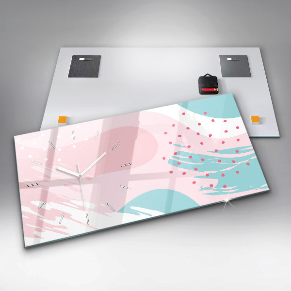 Horizontální skleněné hodiny na stěnu Pastelová abstrakce