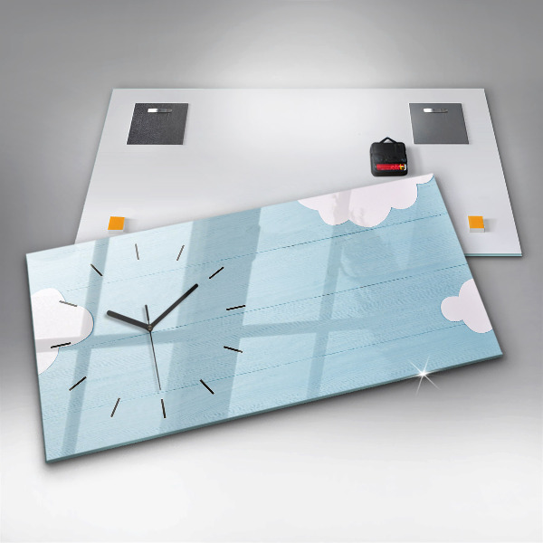 Horizontální skleněné hodiny na stěnu Dětská tabule