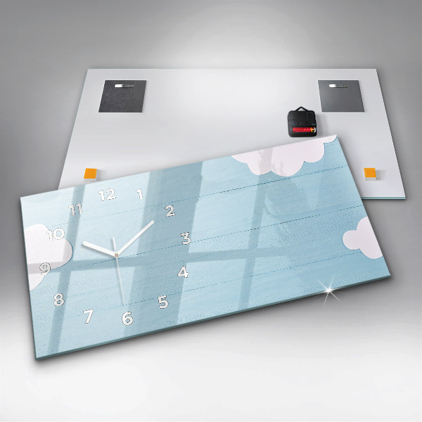 Horizontální skleněné hodiny na stěnu Dětská tabule
