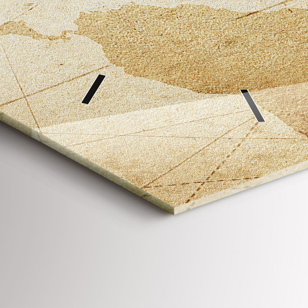 Horizontální skleněné hodiny na stěnu Vintage mapa světa