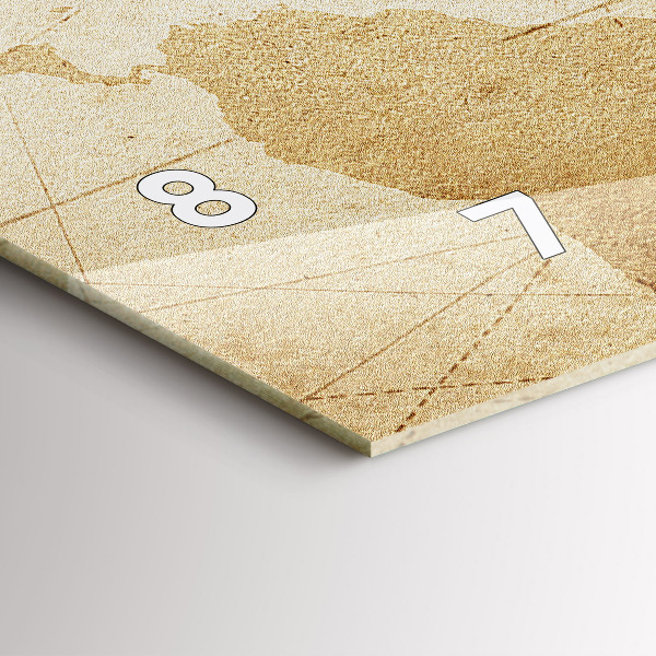 Horizontální skleněné hodiny na stěnu Vintage mapa světa