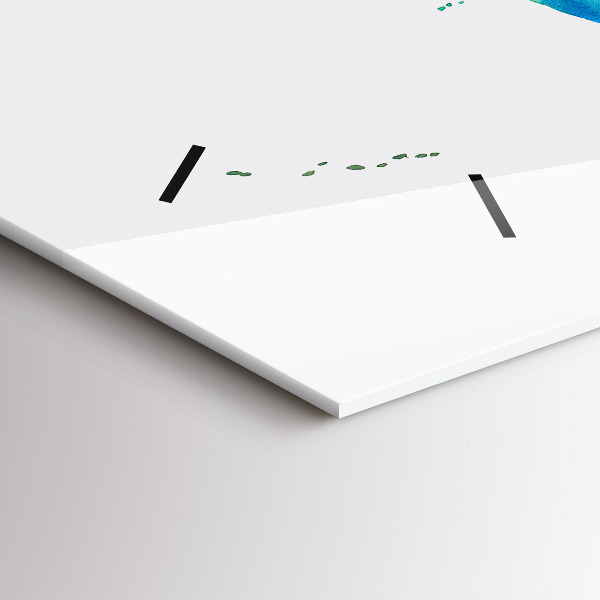 Horizontální skleněné hodiny na stěnu Akvarelová mapa světa