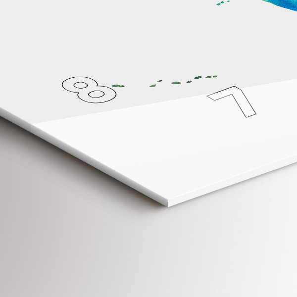 Horizontální skleněné hodiny na stěnu Akvarelová mapa světa