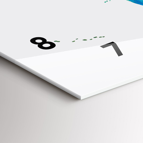 Horizontální skleněné hodiny na stěnu Akvarelová mapa světa