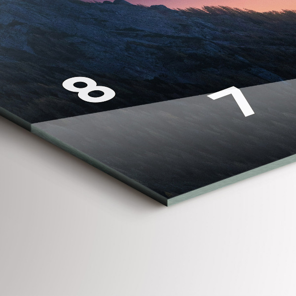 Horizontální skleněné hodiny na stěnu Vrcholky hor Krajina