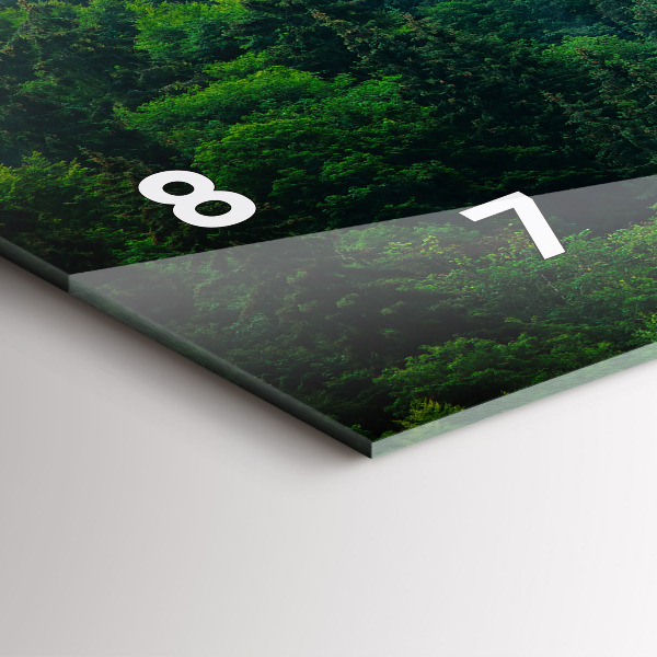 Horizontální skleněné hodiny na stěnu Mlžný les