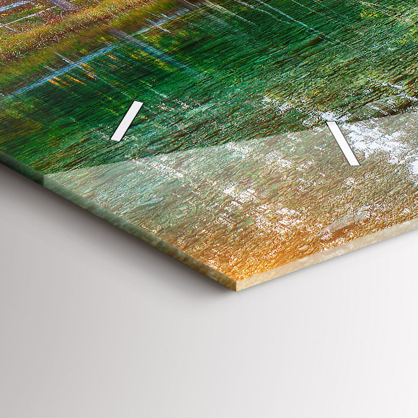 Horizontální skleněné hodiny na stěnu Řeka hory Krajina