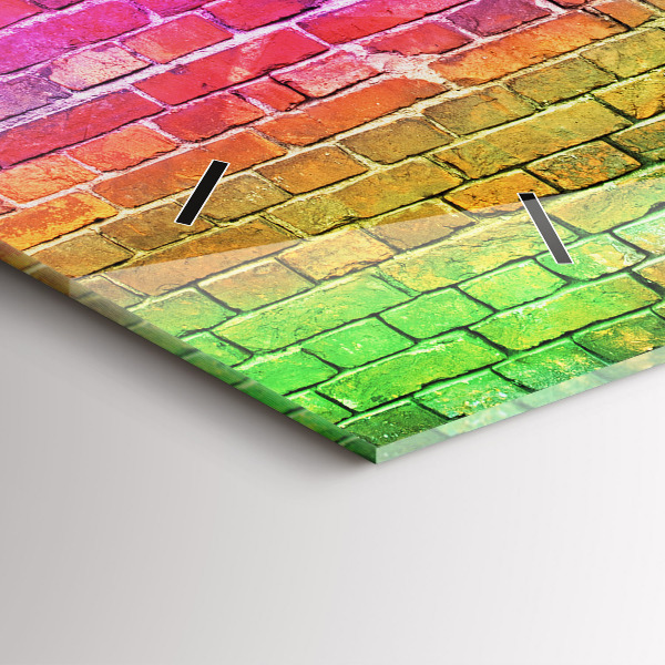 Horizontální skleněné hodiny na stěnu Malovaná zeď