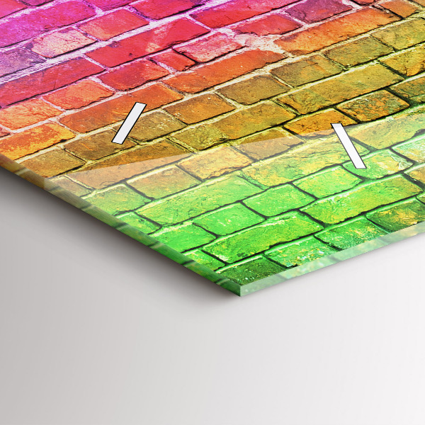 Horizontální skleněné hodiny na stěnu Malovaná zeď