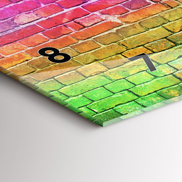 Horizontální skleněné hodiny na stěnu Malovaná zeď