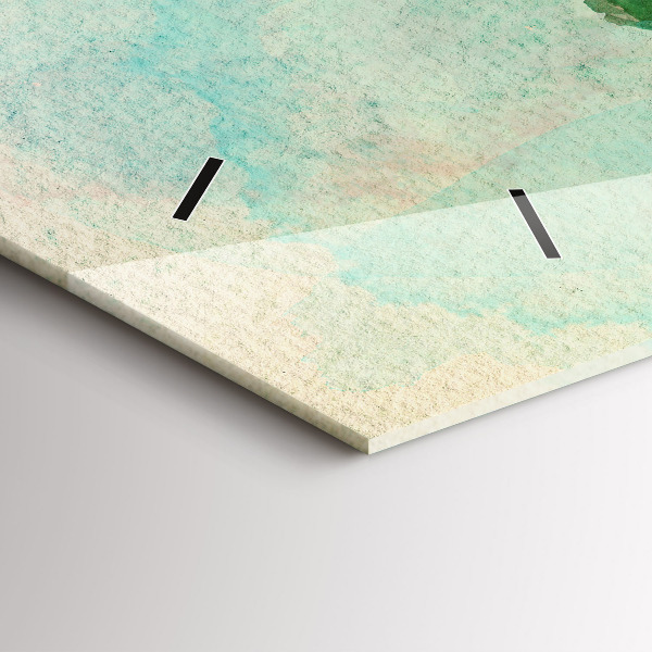 Horizontální skleněné hodiny na stěnu Akvarelová mapa světa