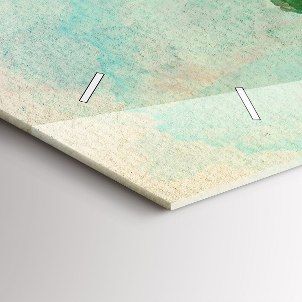 Horizontální skleněné hodiny na stěnu Akvarelová mapa světa